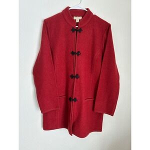 Appleseeds Womens Red Wool Mandarin Collar Toggle Coat Size L